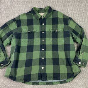 Duluth Trading Co Flannel Shirt Jacket Shacket Men's 3XL Green Buffalo Plaid